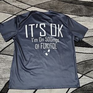 "IT'S OK" FUNNY BLACK GRAPHIC CREW-NECK TEE-SHIRT XXL